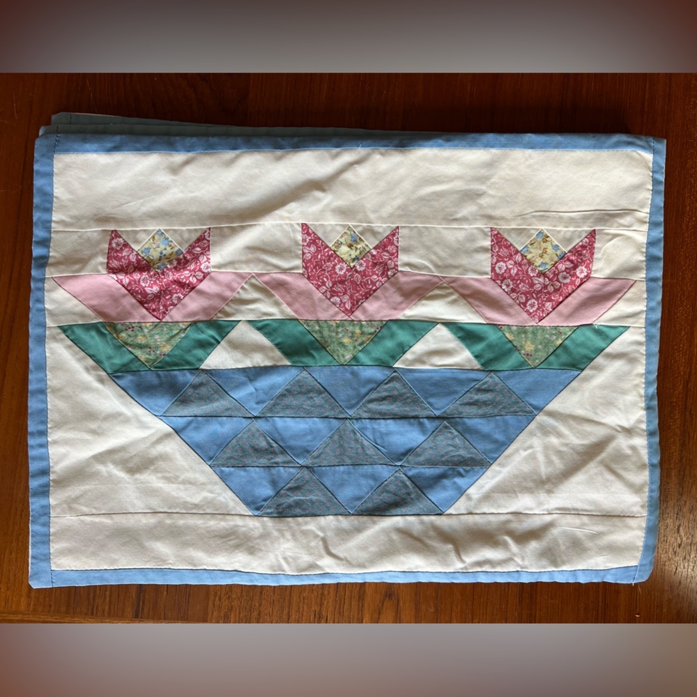 Vintage American Pacific Quilted Patchwork Placemats – Set of 4 Blue Farmhouse